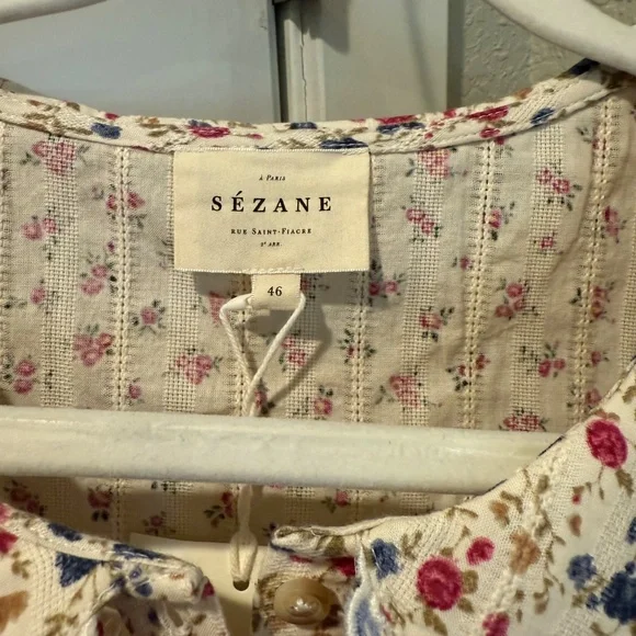 Sezane Susan Blouse Patchwork Mini Fleurs - Size 46 - Picture 5 of 9